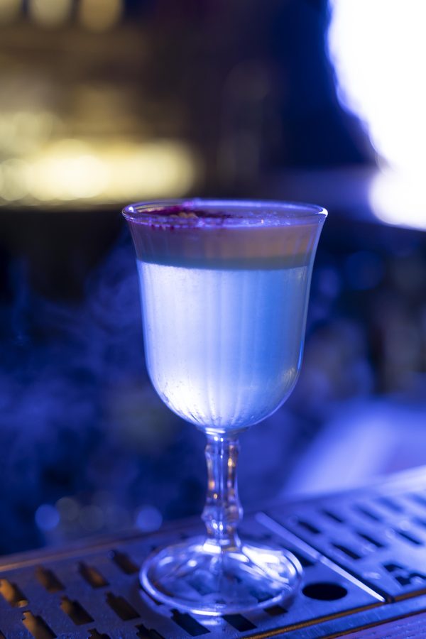 a coupe in blue light