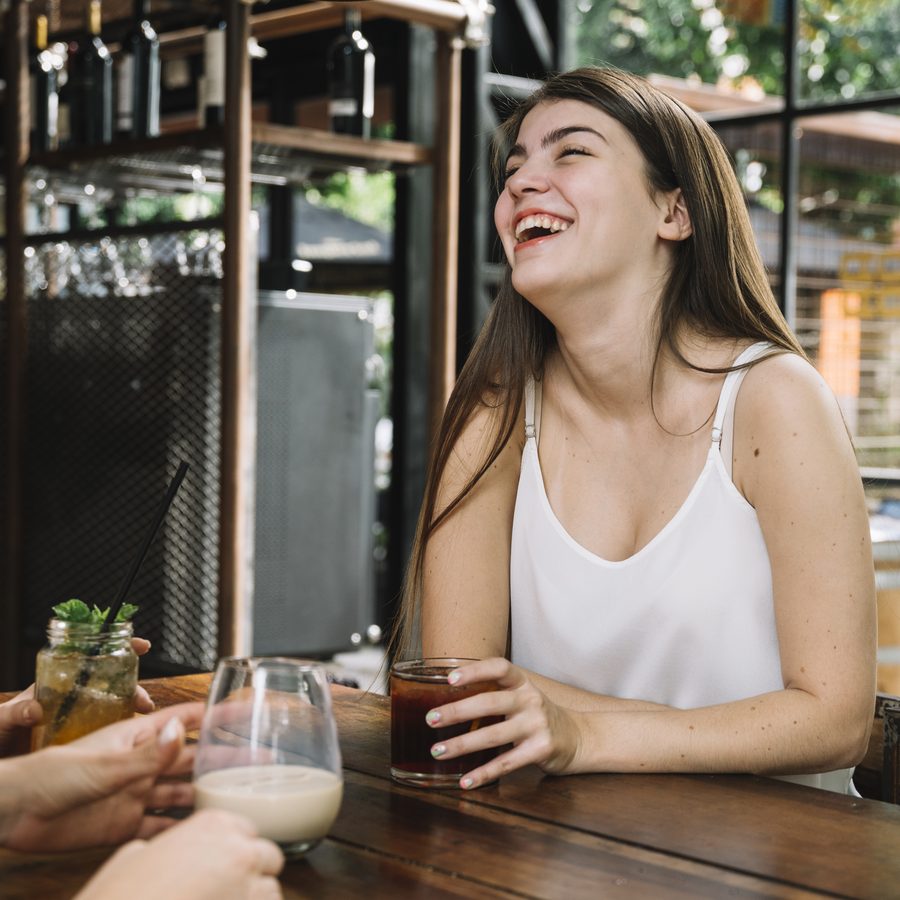 a laugh at the table