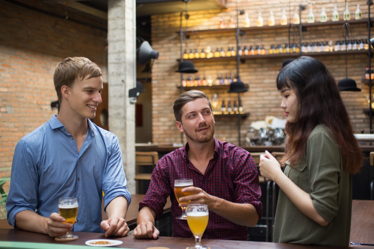 three pints, mid-conversation