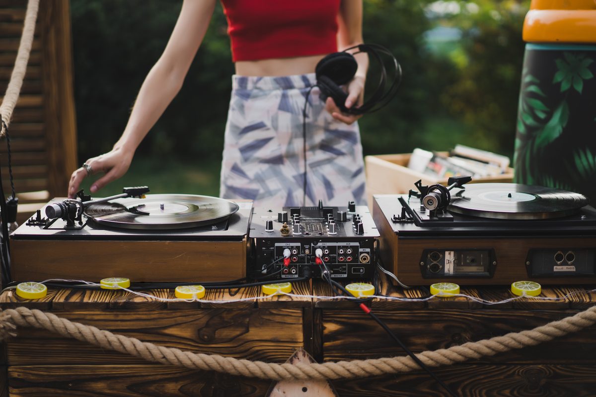 records on the turntable